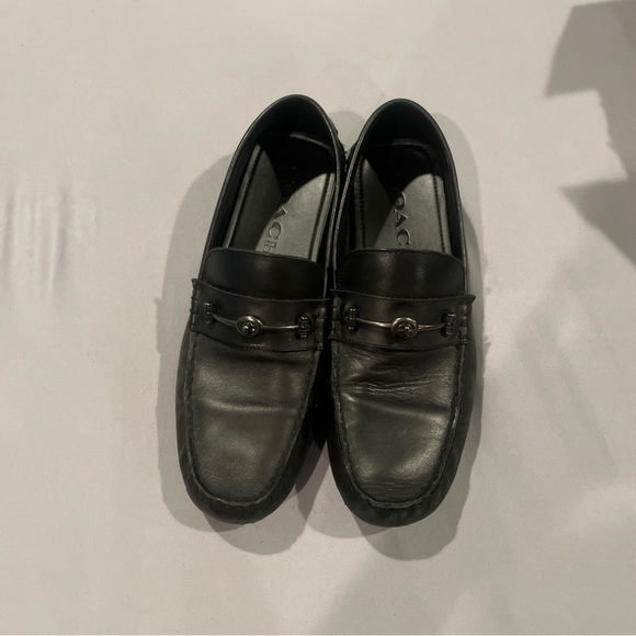 Coach Crosby Driver Turnlock Flat Shoe Black Leather Driving Loafer Mens 12 D - Picture 2 of 13